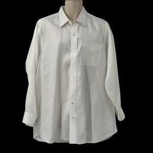 Hamilton 1883 Men's White Textured Dress Shirt Long Sleeve Button Up Size XL